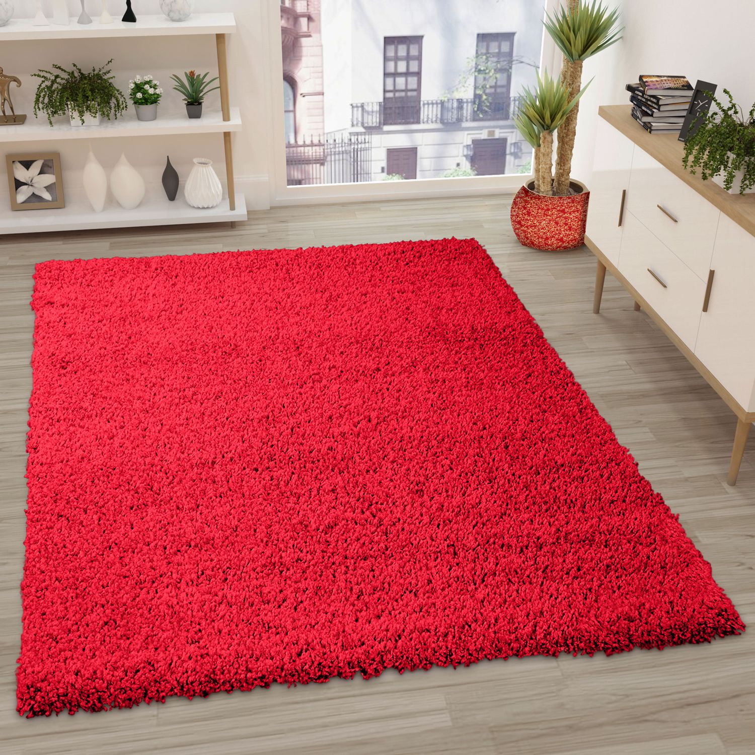 Prime Shaggy Hochflor Teppich in 13 Uni Farben + Runde Teppiche Wohnzimmer-5