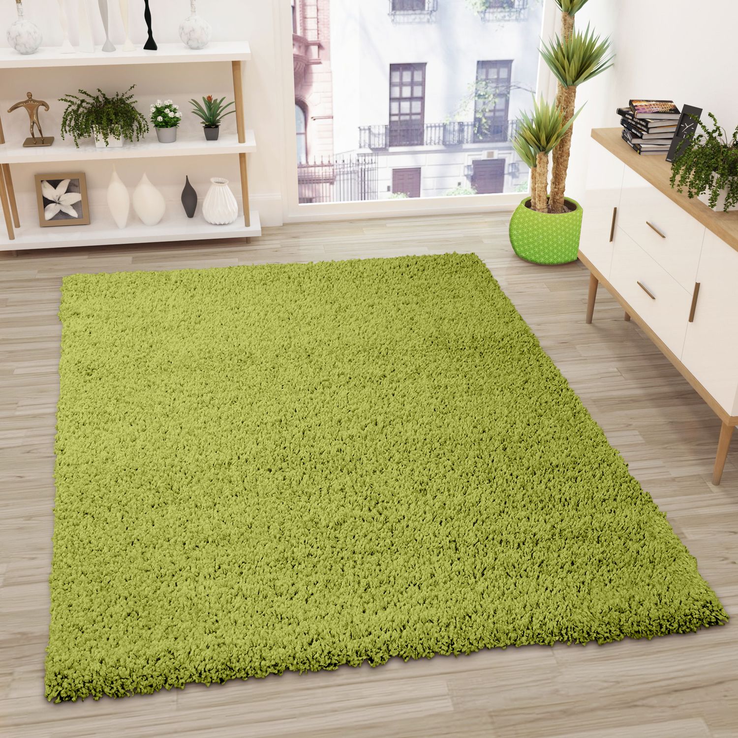 Prime Shaggy Hochflor Teppich in 13 Uni Farben + Runde Teppiche Wohnzimmer-17