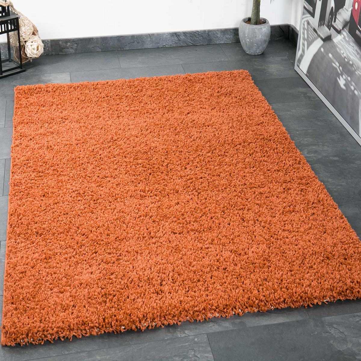 Prime Shaggy high-pile solid copper rug for living room, bedroom, nursery