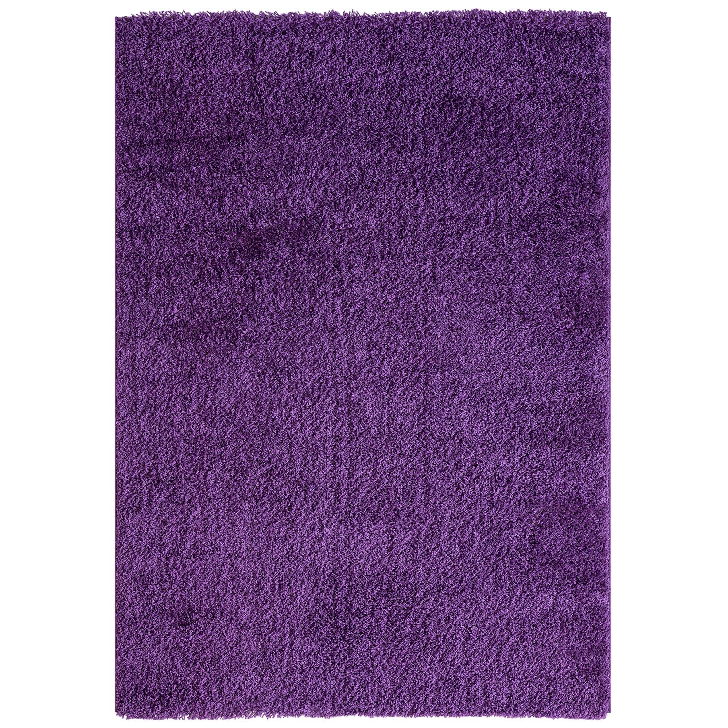 Prime Shaggy High Pile Long Pile Plain Modern Purple Rug for Living Room, Bedroom, Children's Room