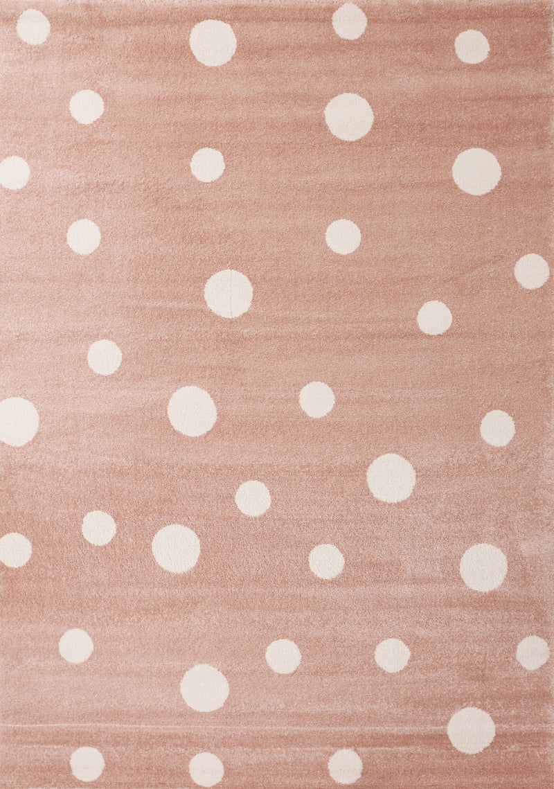 Polka Dot Rug Design Pink White Short Pile Circle Pattern-zoom-