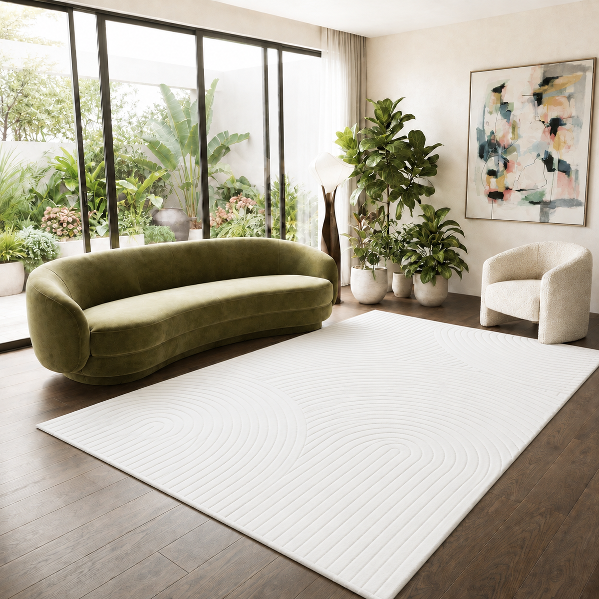 Robust flatweave rug with a natural look in cream, 3D high-low effect, soft-zoom-3