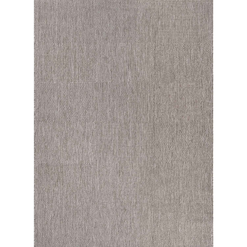 Robuster In- und Outdoor Flachgewebe Terrassen Teppich Natur Look In Grau-zoom-