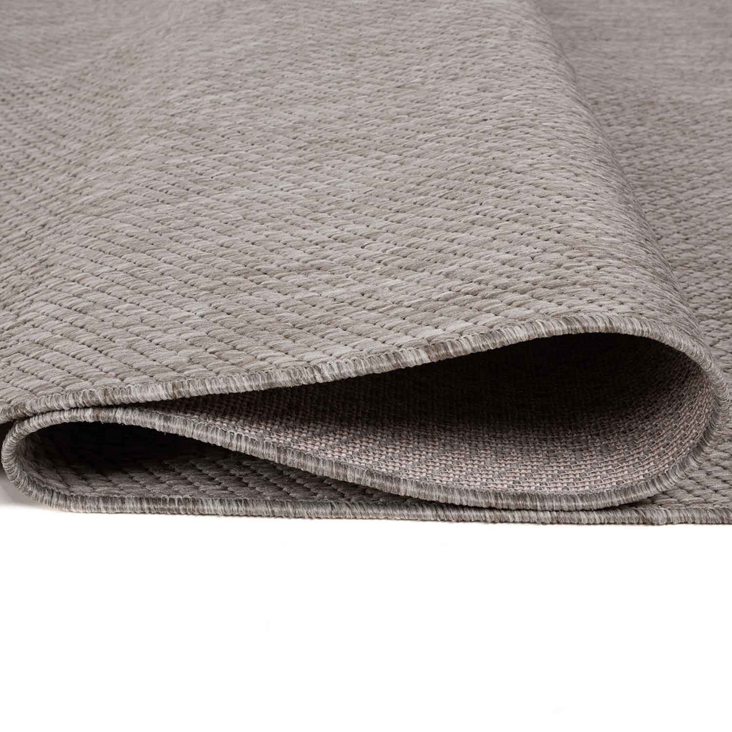 Robuster In- und Outdoor Flachgewebe Terrassen Teppich Natur Look In Grau-3