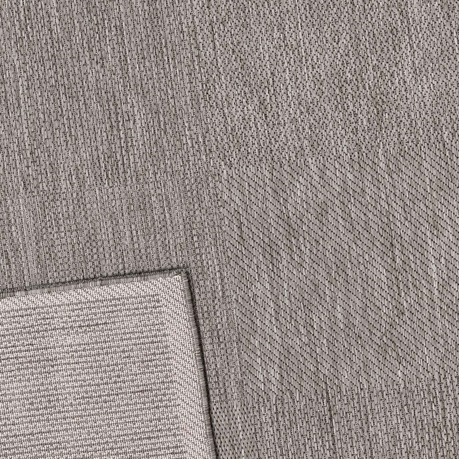 Robuster In- und Outdoor Flachgewebe Terrassen Teppich Natur Look In Grau-zoom-2