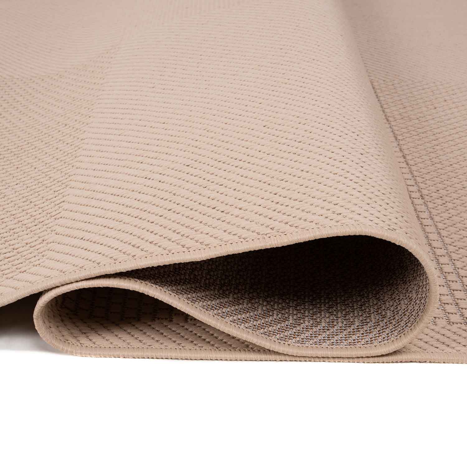 Robuster In- und Outdoor Flachgewebe Terrassen Teppich Natur Look In Beige-zoom-4
