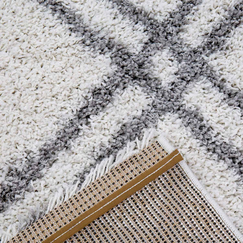 Hochflor Teppich, Weicher Wohnzimmer Shaggy Skandinavischer Stil Rauten-zoom-