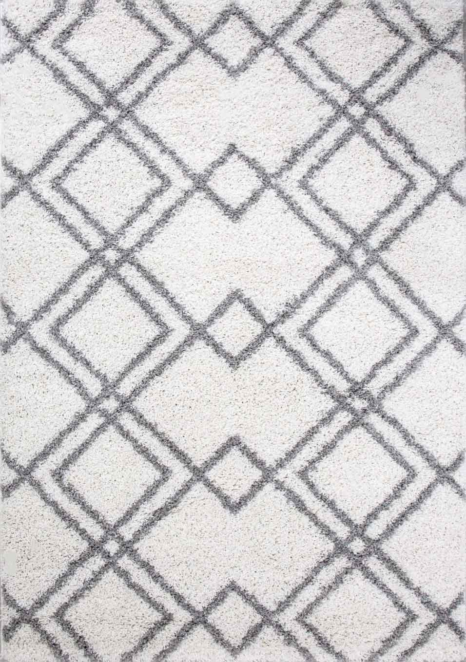 Hochflor Teppich, Weicher Wohnzimmer Shaggy Skandinavischer Stil Rauten-5