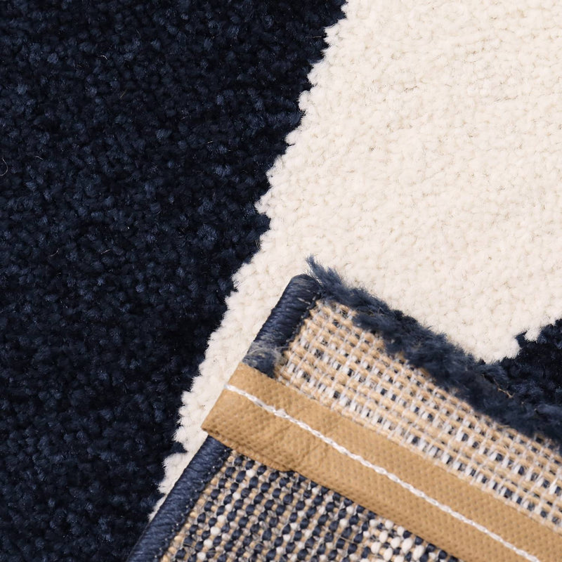 Short-pile rug with stars and a sky, modern blue and white, suitable for a teenager's room or living room.-zoom-