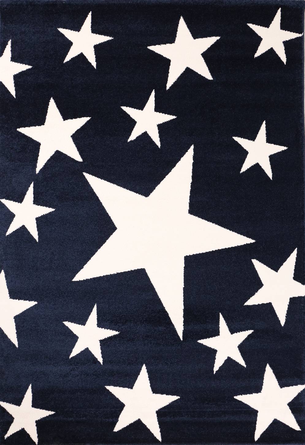 Short-pile rug with stars and a sky, modern blue and white, suitable for a teenager's room or living room.-zoom-4