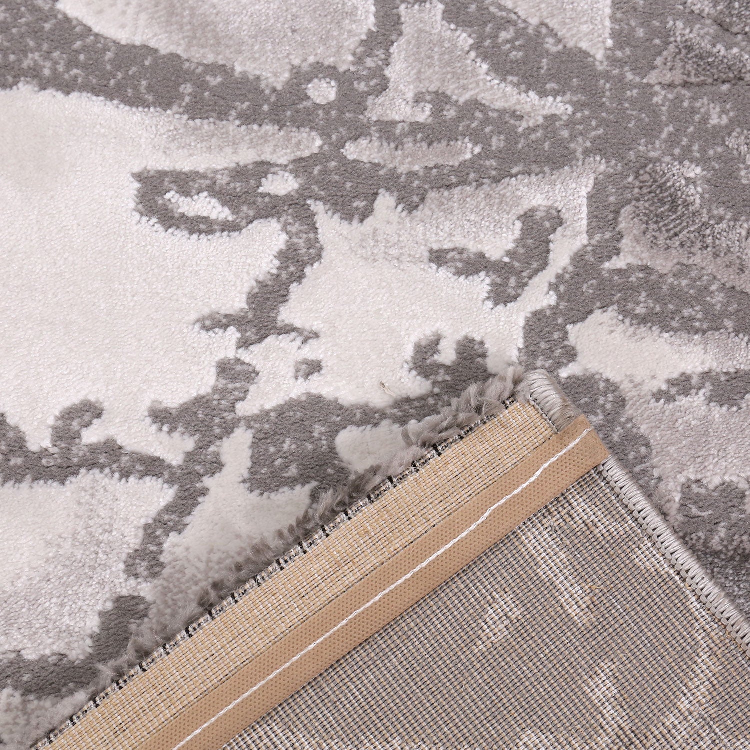 Teppich Wohnzimmer kurzflor Abstrakt Used Optik in Grau Weiss, für Wohnzimmer, Schlafzimmer, küche