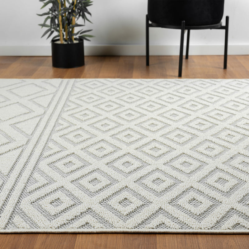 Teppich Boho Hochflor Wohnzimmer, Schlafzimmer, Modern Skandinavisch, Waschbarer Teppich 3D-zoom-