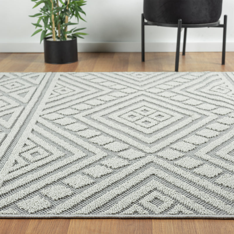 Boho rug for living room, bedroom, Scandinavian fringe, washable 3D rug-zoom-