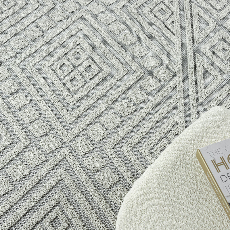 Boho rug for living room, bedroom, Scandinavian fringe, washable 3D rug-zoom-