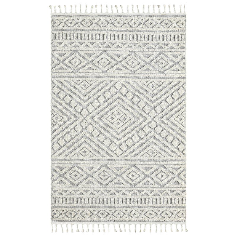 Boho rug for living room, bedroom, Scandinavian fringe, washable 3D rug-zoom-