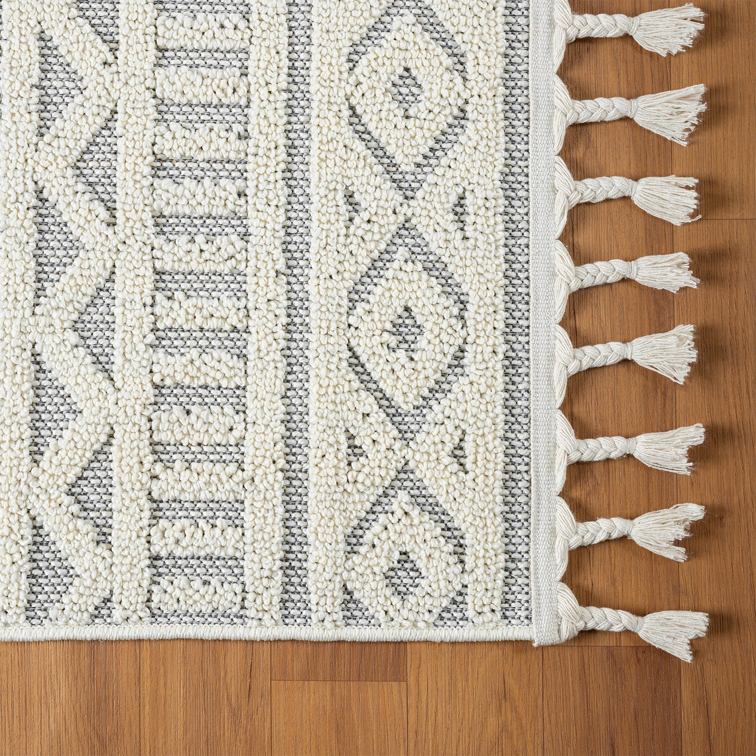 Boho rug for living room, bedroom, Scandinavian fringe, washable 3D rug-10