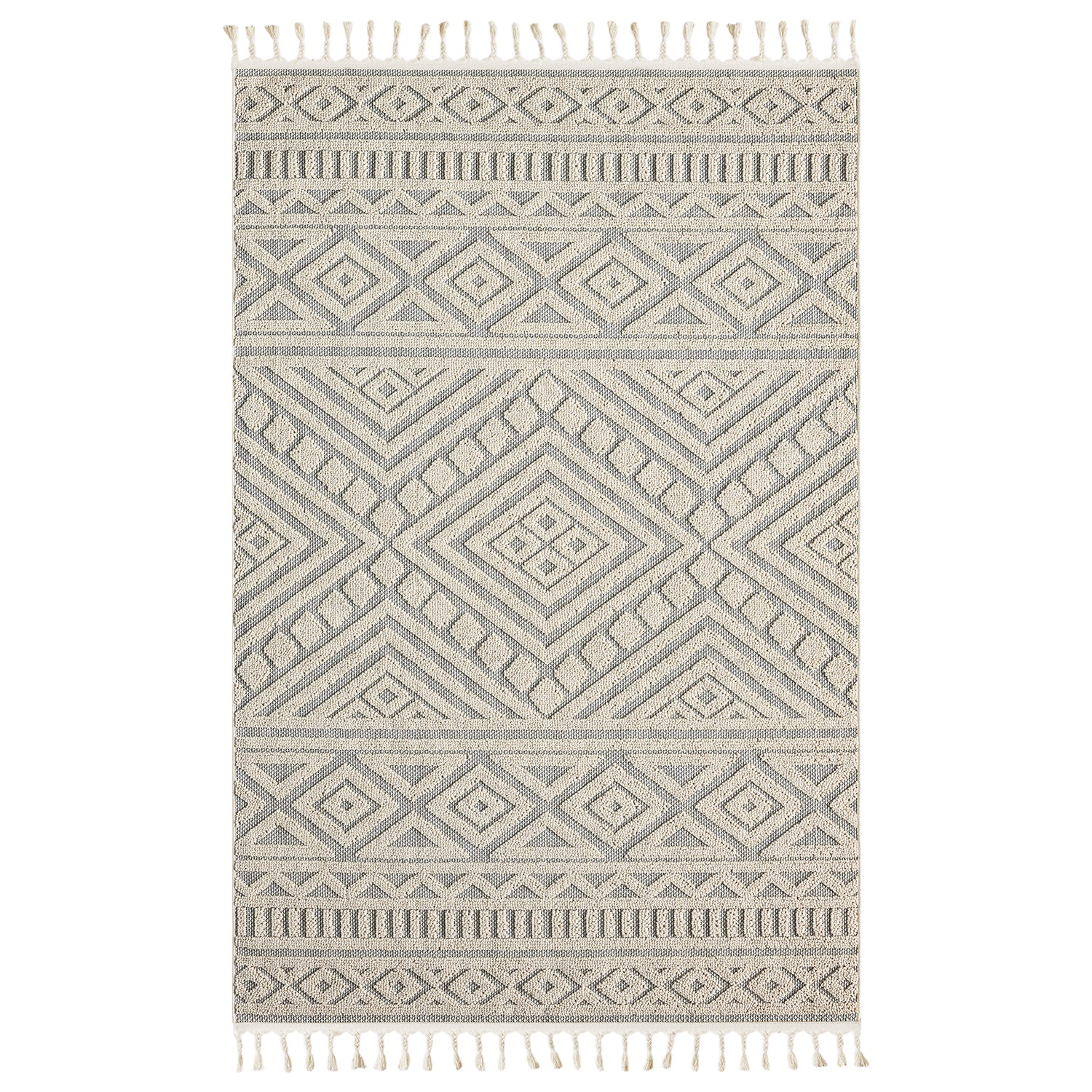 Boho rug for living room, bedroom, Scandinavian fringe, washable 3D rug-6