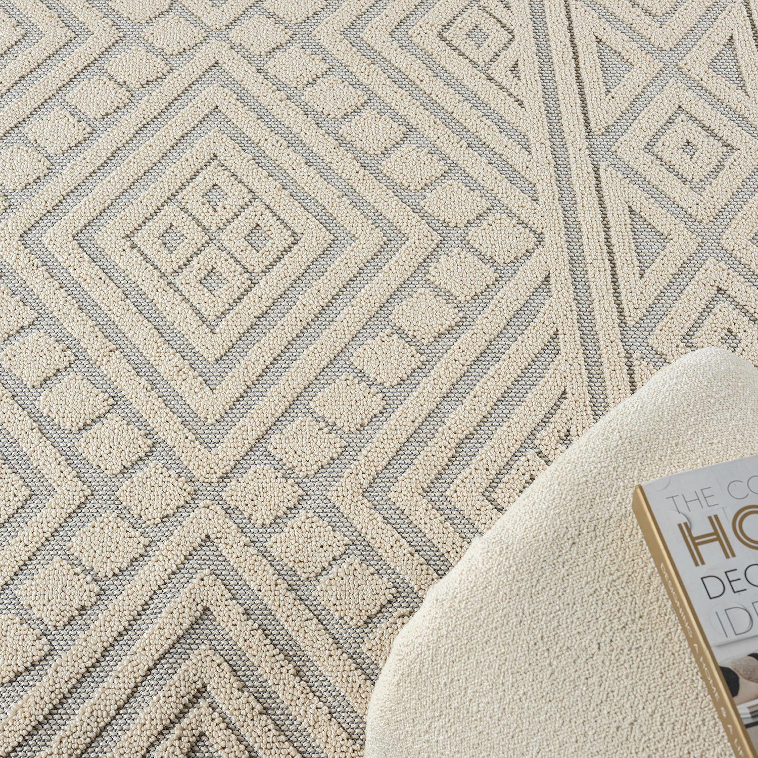 Boho rug for living room, bedroom, Scandinavian fringe, washable 3D rug-zoom-4