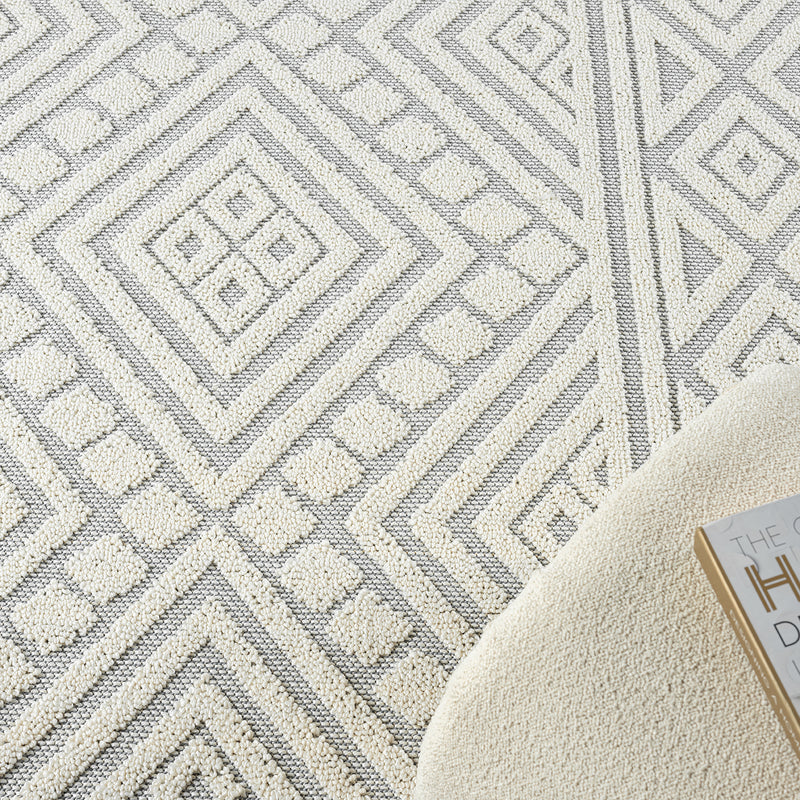 Boho rug for living room, bedroom, Scandinavian fringe, washable 3D rug-zoom-