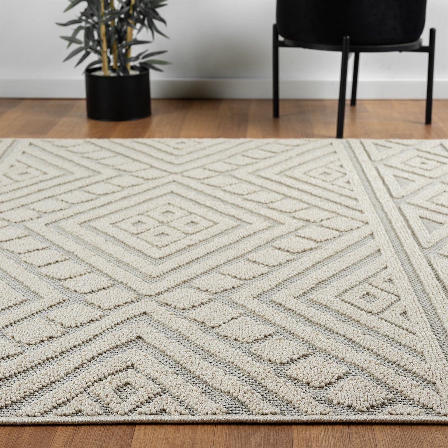 Boho rug for living room, bedroom, Scandinavian fringe, washable 3D rug-zoom-2