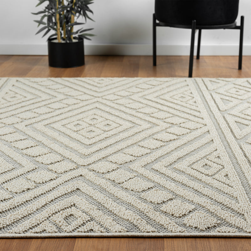 Boho rug for living room, bedroom, Scandinavian fringe, washable 3D rug-zoom-