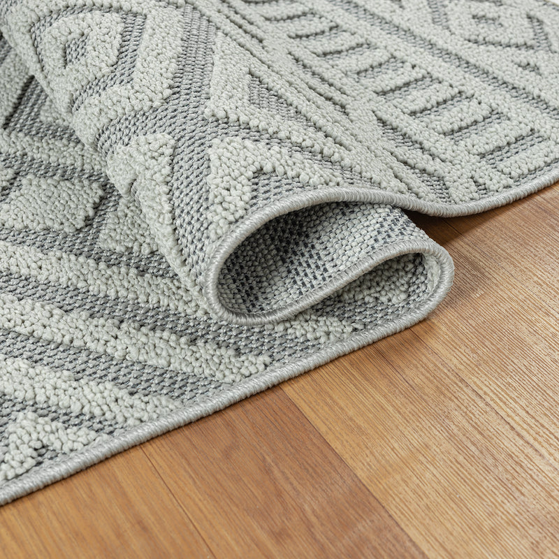 Boho rug for living room, bedroom, Scandinavian fringe, washable 3D rug-zoom-