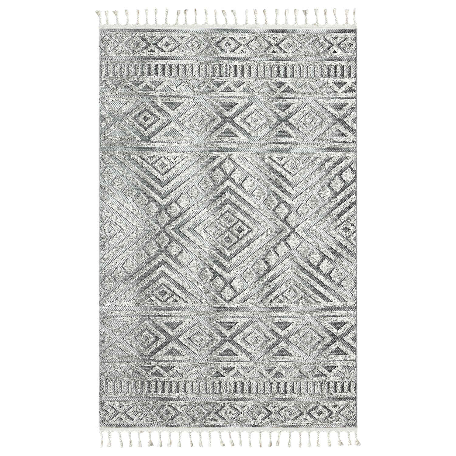 Boho rug for living room, bedroom, Scandinavian fringe, washable 3D rug-18