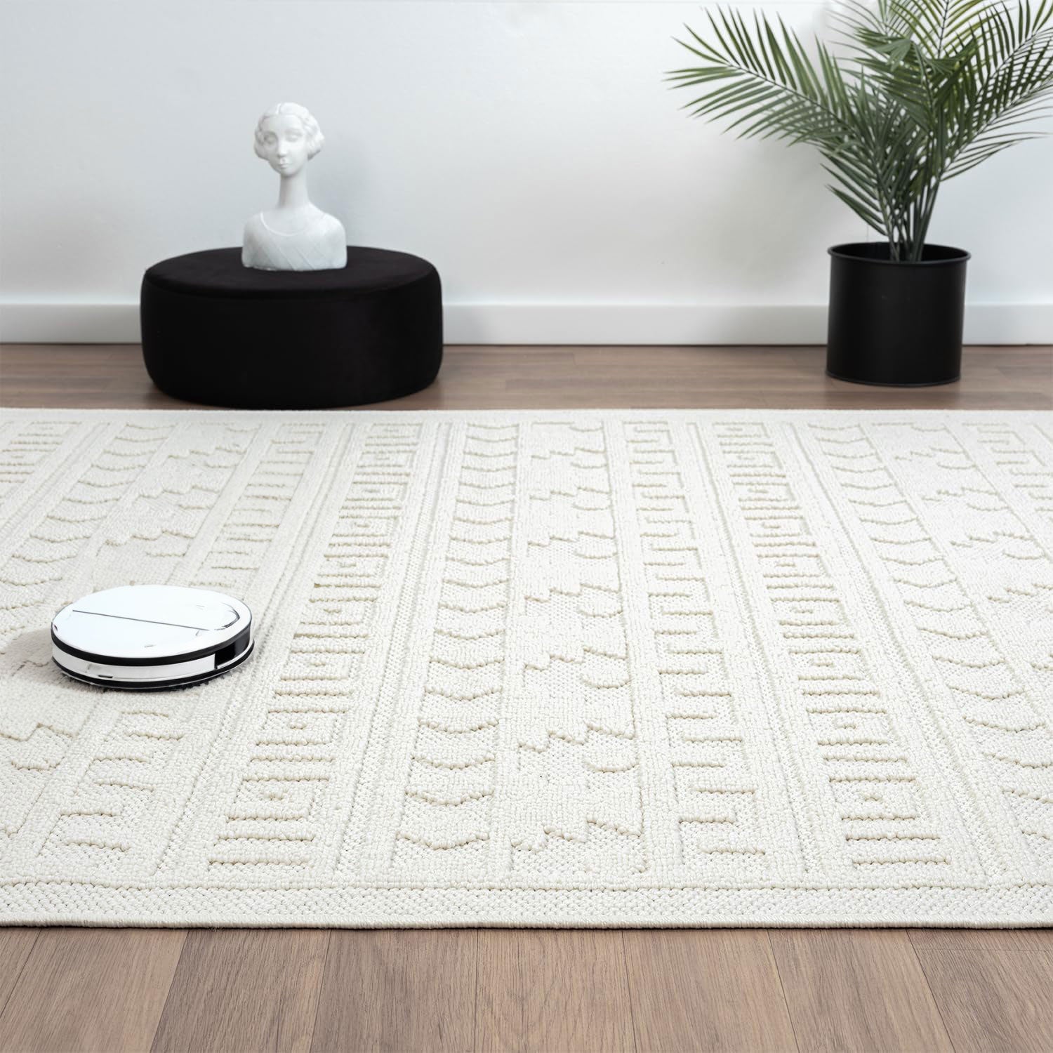 Teppich Wohnzimmer Boho , Schlafzimmer, Balkon, Küche, Terrasse, Flur 3D Creme-zoom-3