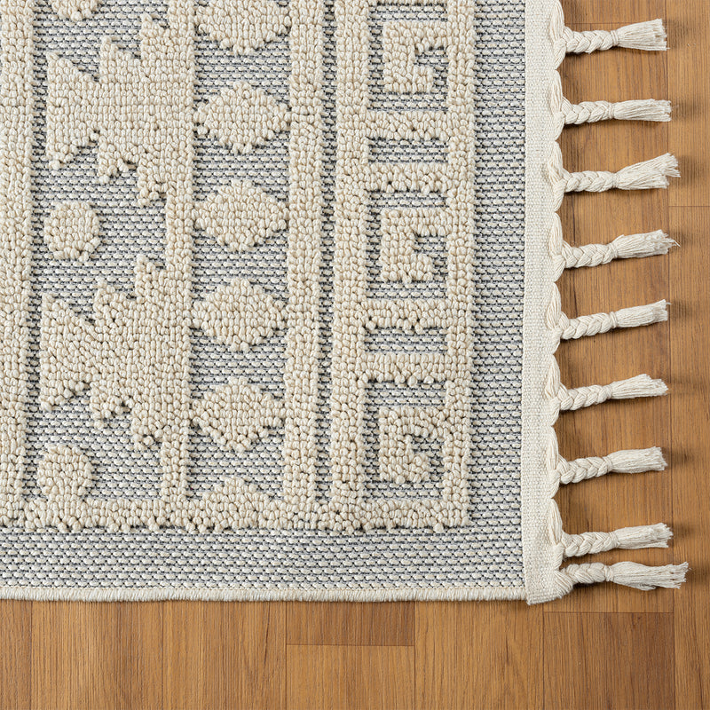 Boho Scandinavian style rug for living room, bedroom, balcony, kitchen, terrace, hallway, 3D cream-zoom-