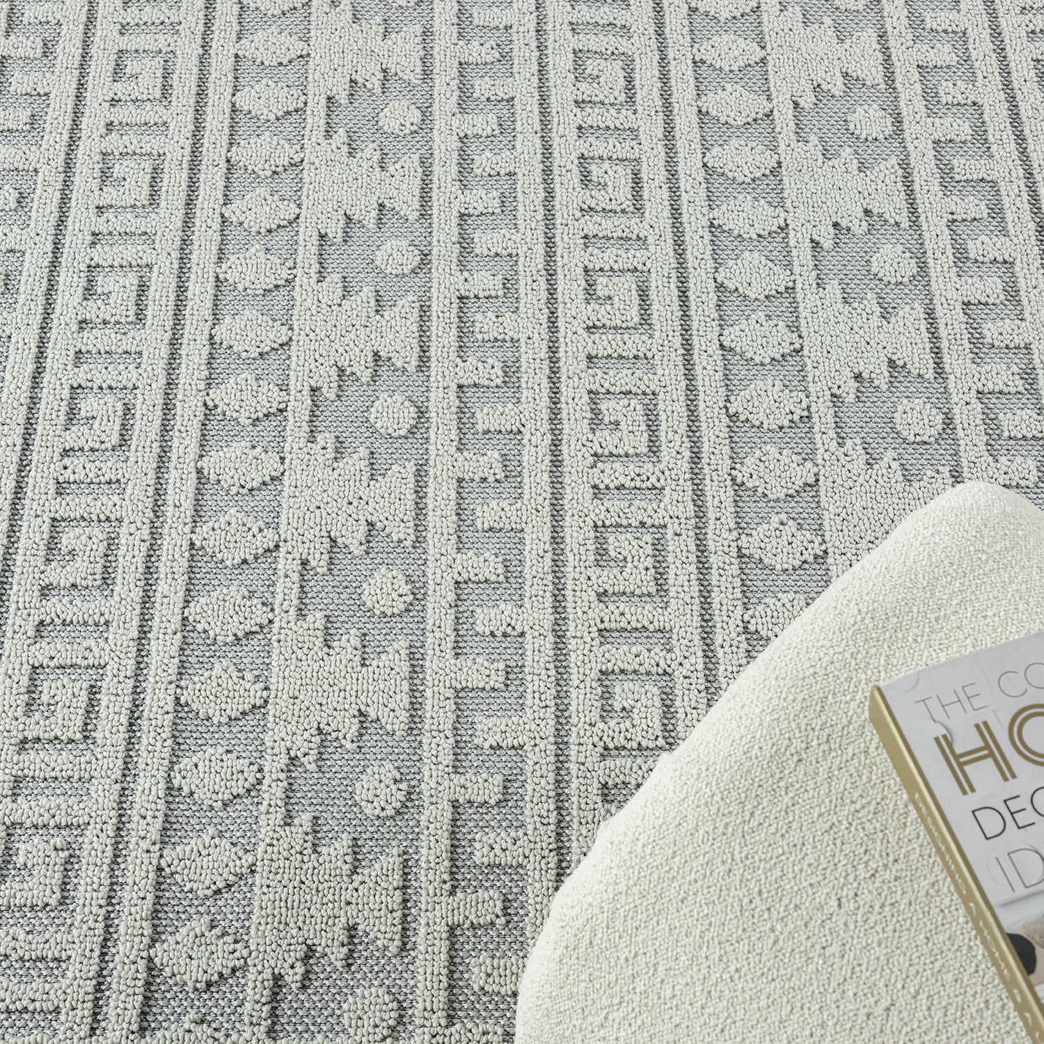 Boho Scandinavian style rug for living room, bedroom, balcony, kitchen, terrace, hallway, 3D cream-15