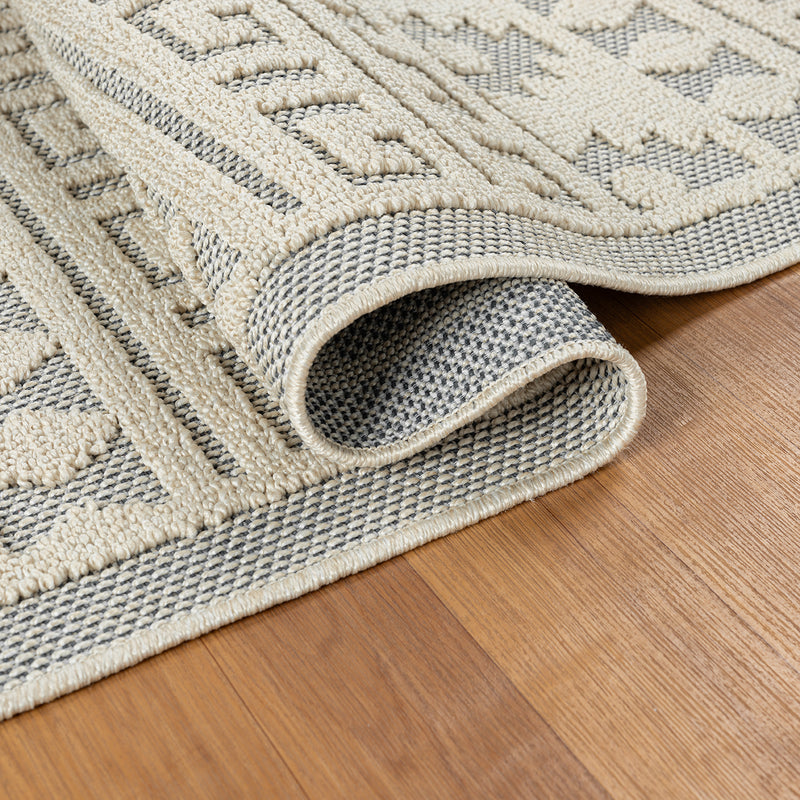 Boho Scandinavian style rug for living room, bedroom, balcony, kitchen, terrace, hallway, 3D cream-zoom-