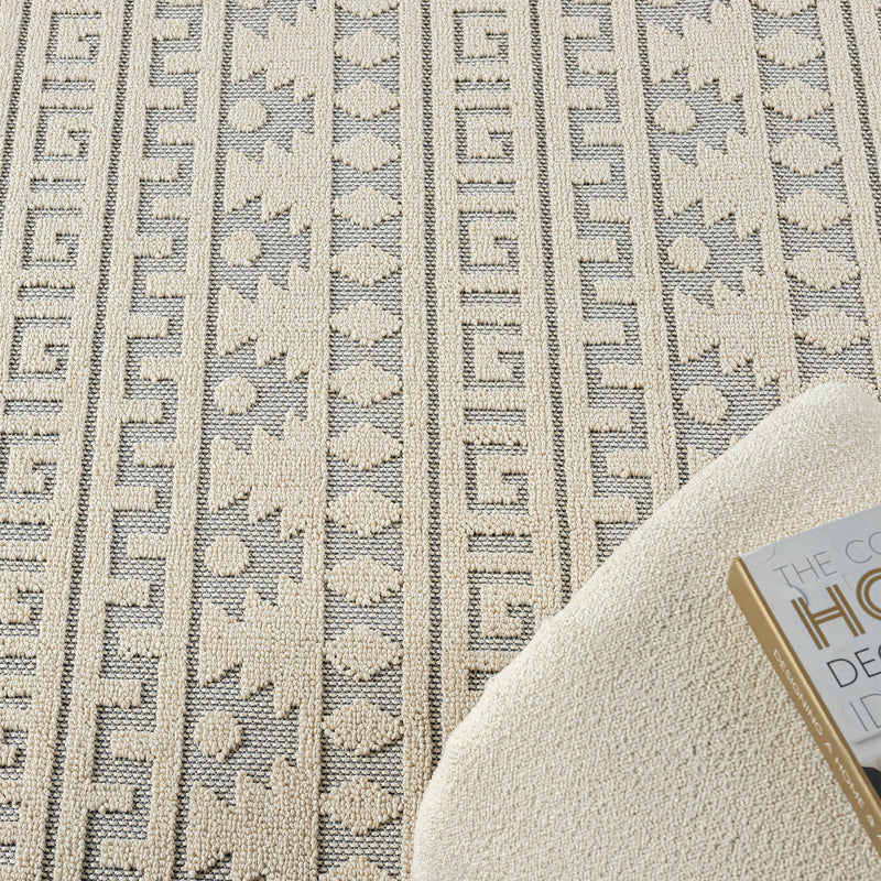 Boho Scandinavian style rug for living room, bedroom, balcony, kitchen, terrace, hallway, 3D cream-zoom-