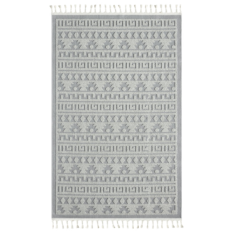 Boho Scandinavian style rug for living room, bedroom, balcony, kitchen, terrace, hallway, 3D cream-zoom-