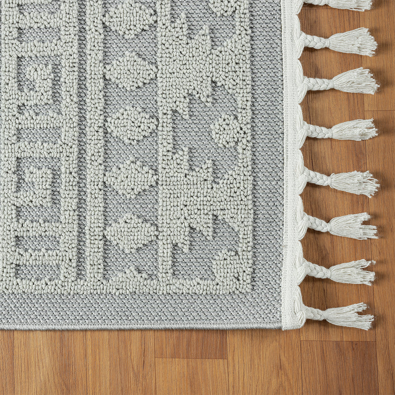 Boho Scandinavian style rug for living room, bedroom, balcony, kitchen, terrace, hallway, 3D cream-zoom-