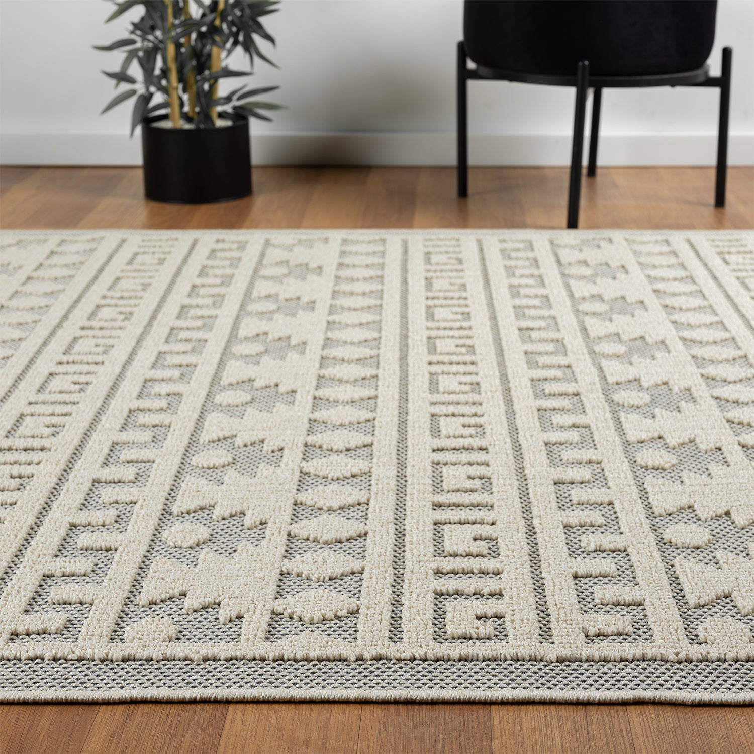 Boho Scandinavian style rug for living room, bedroom, balcony, kitchen, terrace, hallway, 3D cream-zoom-8