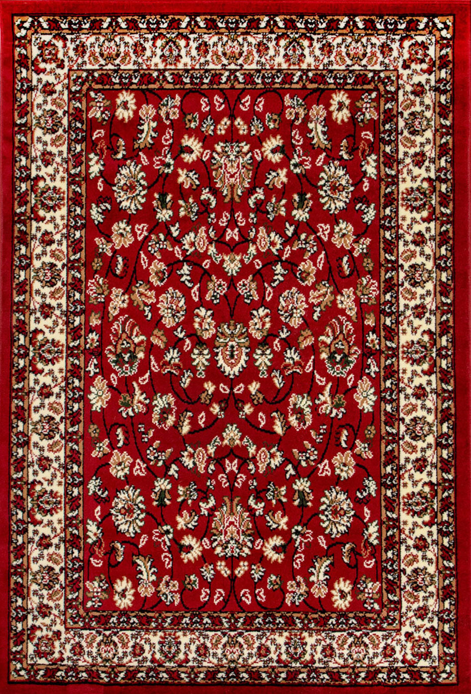 Orient Teppich rot beige klassisch dicht gewebt mit Ornament und Blumenmotiven