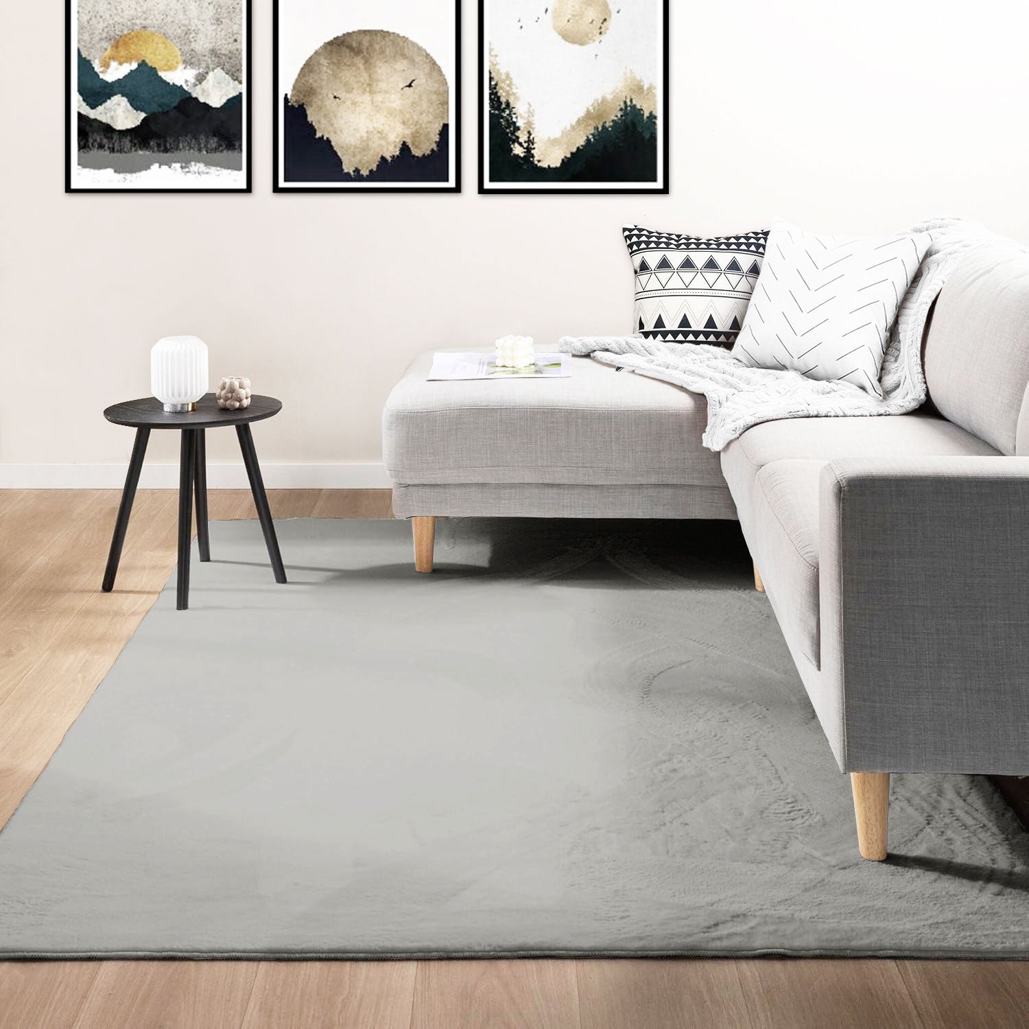 Carpet for living room/bedroom: Fluffy, short pile – washable and suitable for underfloor heating-zoom-2