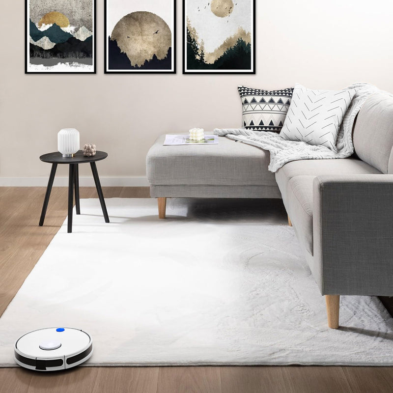 Carpet for living room/bedroom: Fluffy, short pile – washable and suitable for underfloor heating-zoom-