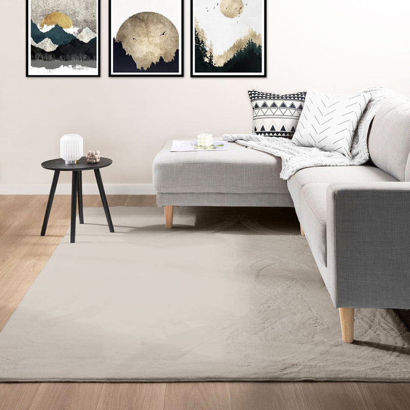 Carpet for living room/bedroom: Fluffy, short pile – washable and suitable for underfloor heating-zoom-