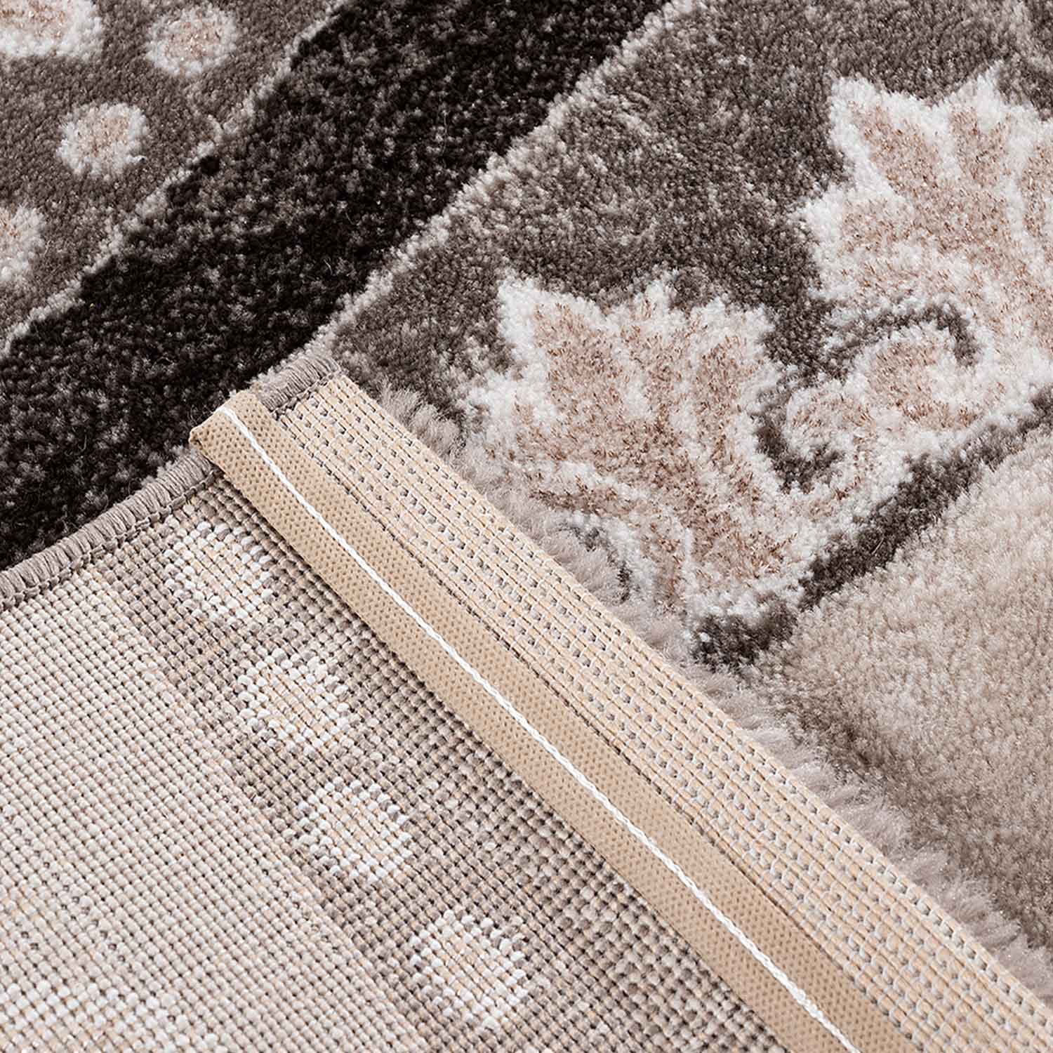 Teppich Designer Kurzflor Wohnzimmer Teppich mit Glitzer Abstrakt USED Optik in Braun-zoom-2