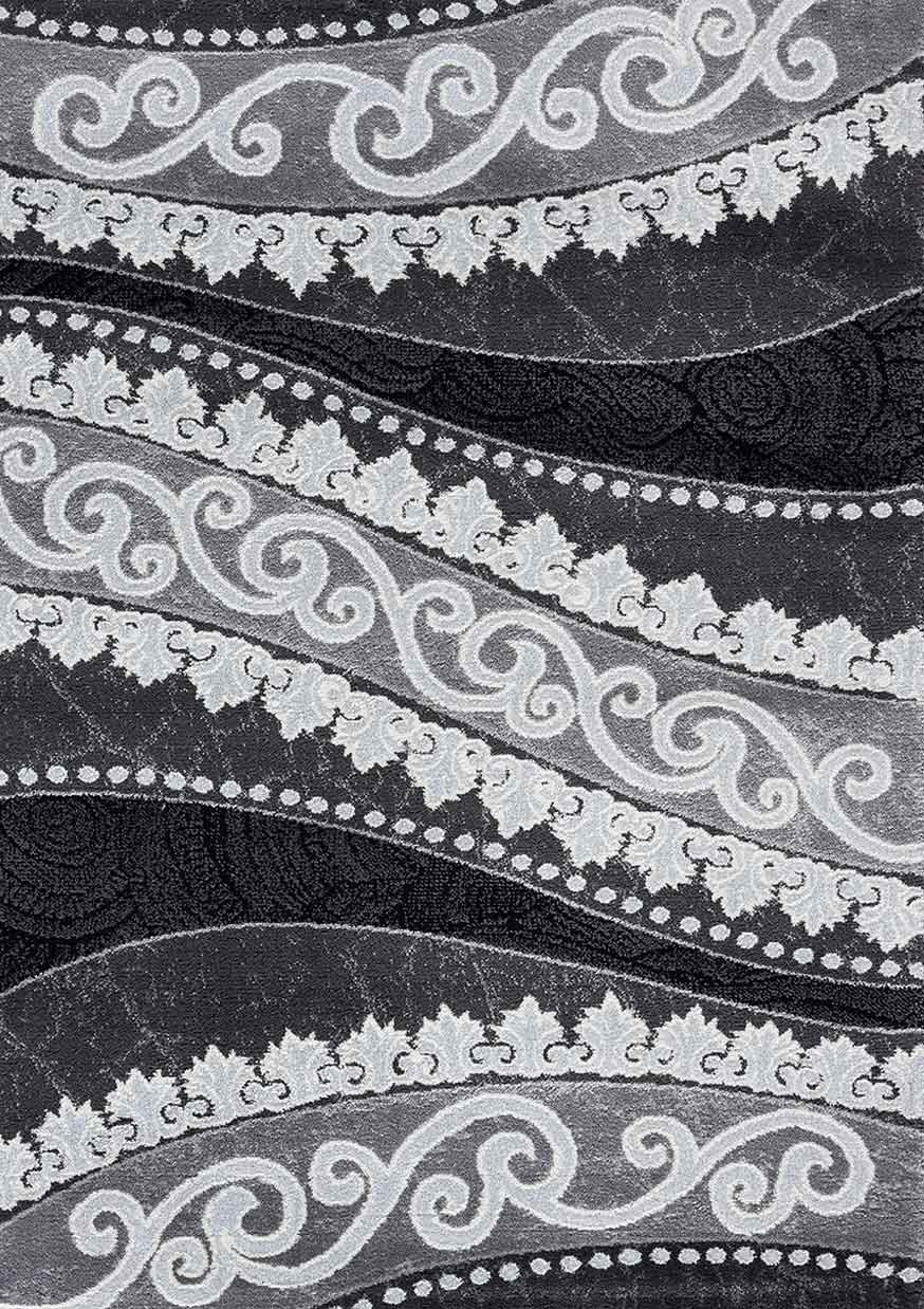 Teppich kurzflor Moderner Orientteppich mit Glitzergarn in Grau Anthrazit Weiß, für Wohnzimmer, Schlafzimmer-3