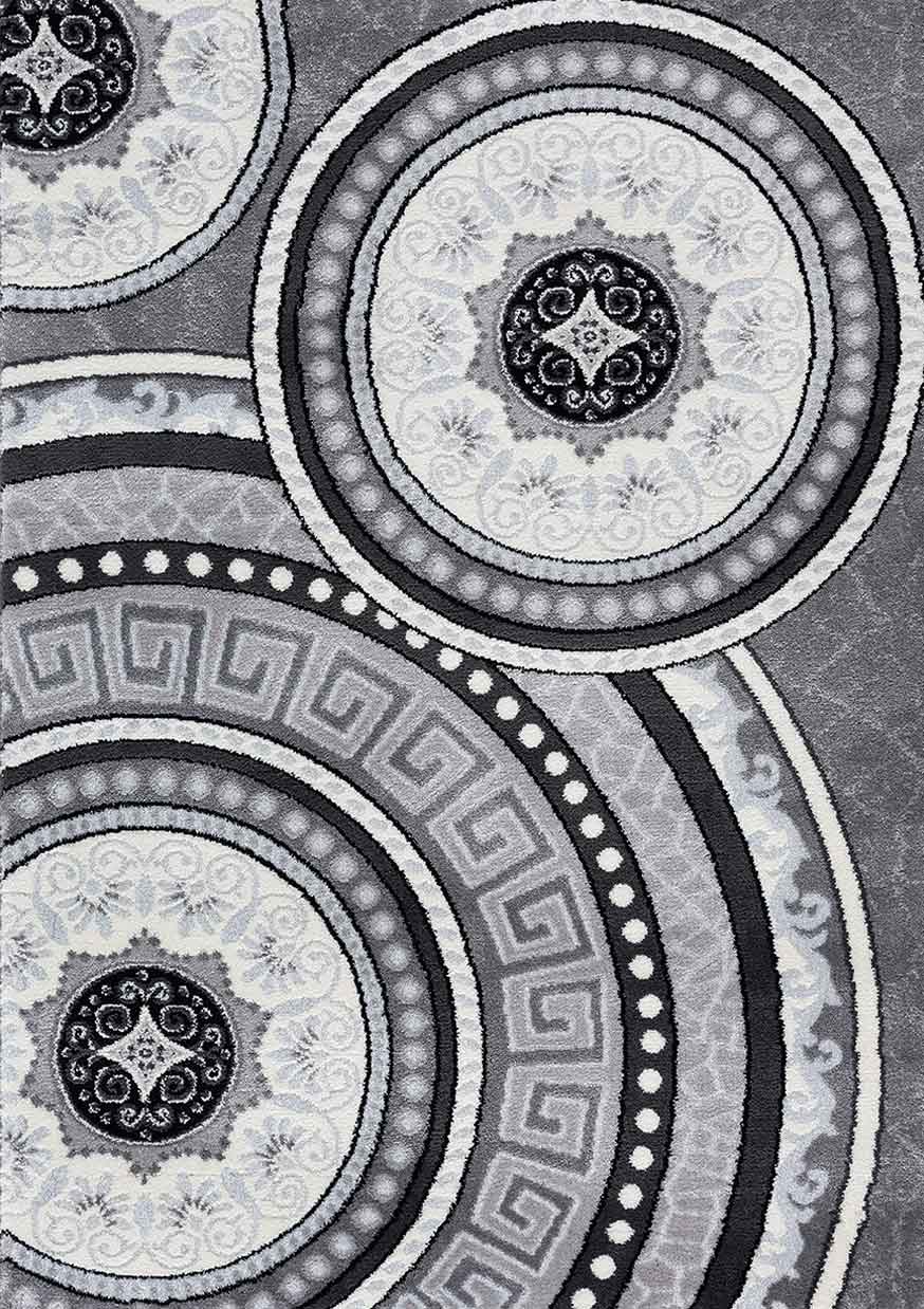 Moderner Teppich Orientteppich für Wohnzimmer mit Glitzergarn Medaillon muster in Grau Schwarz Anthrazit-zoom-3