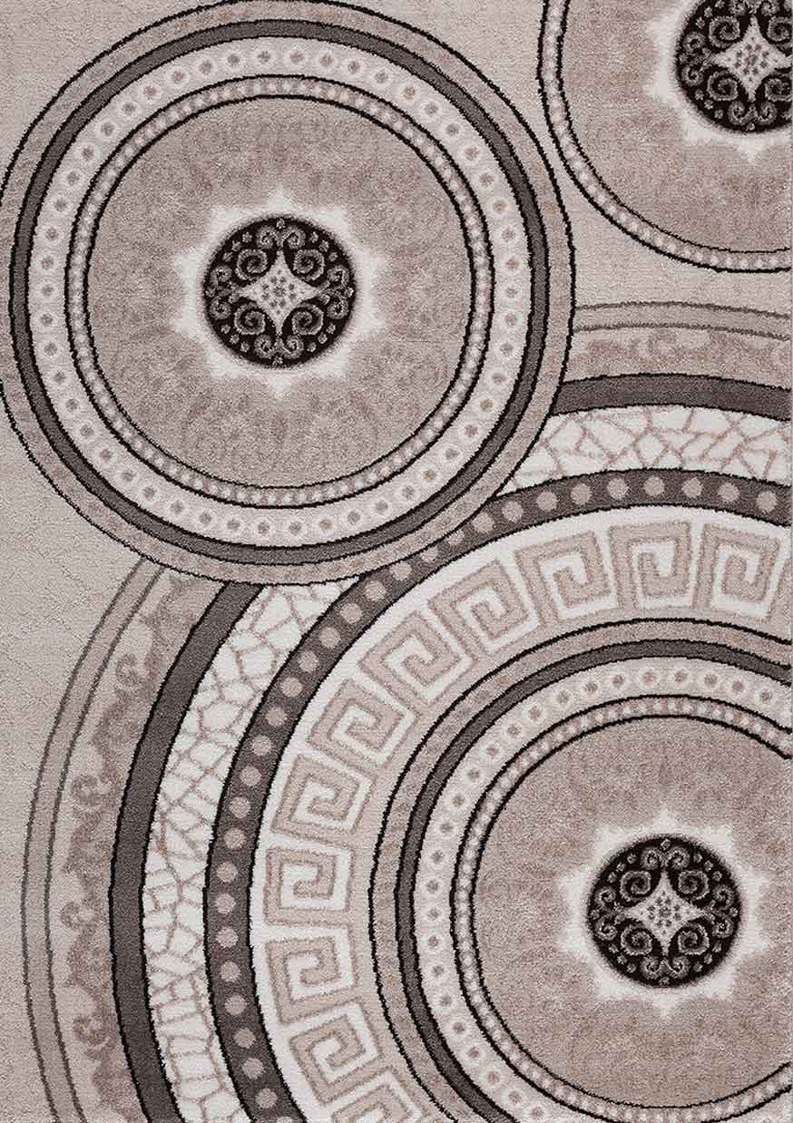 Teppich Designer Kurzflor Wohnzimmer mit Glitzer Medaillon USED Optik in Beige-3