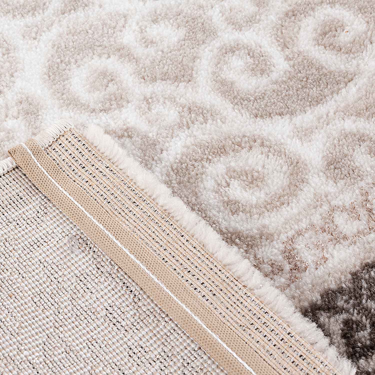 Teppich Designer Kurzflor Wohnzimmer Teppich mit Glitzer Abstrakt USED Optik in Braun-2