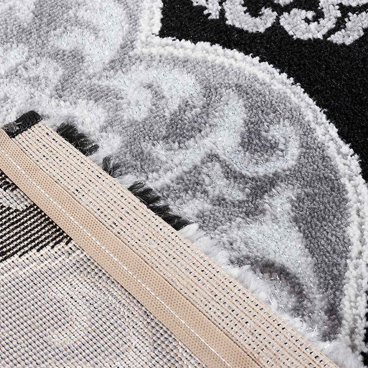 Teppich kurzflor Moderner Orientteppich mit Glitzergarn in Grau Anthrazit Weiß, für Wohnzimmer, Schlafzimmer