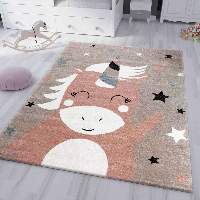 Teppich Einhorn Kinderzimmer Flauschig Happy-zoom-