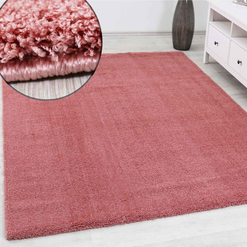 Teppich Hochflor Rosa Extra Weich Mikrofiber Flauschiger für Wohnzimmer, Schlafzimmer, kinderzimmer-zoom-