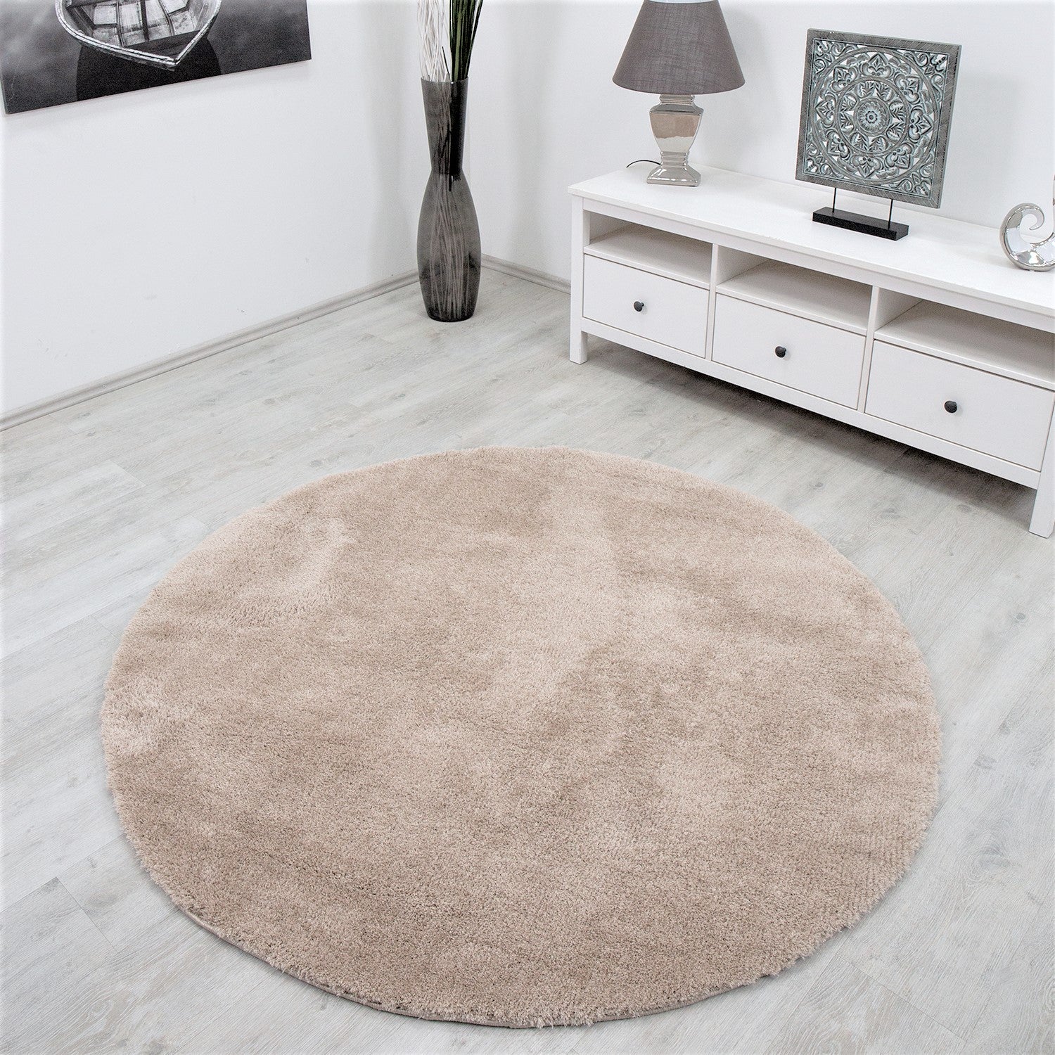 Teppich Hochflor Beige Extra Weich Mikrofiber Flauschiger für Wohnzimmer, Schlafzimmer, kinderzimmer-zoom-5