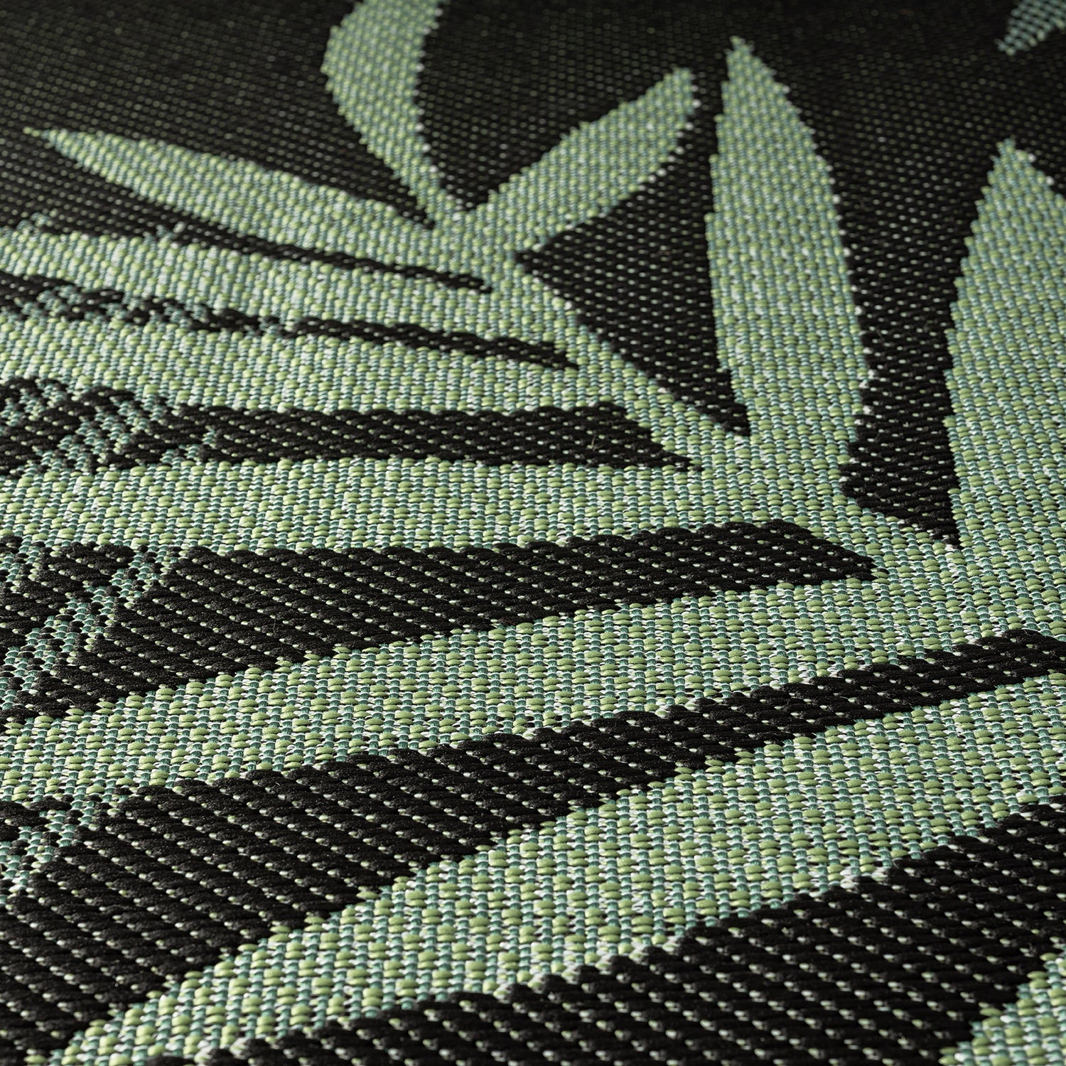 Teppich Flachgewebe für Terrasse Balkon Küche In- und Outdoor Palmenmotiv Grün Schwarz-zoom-7