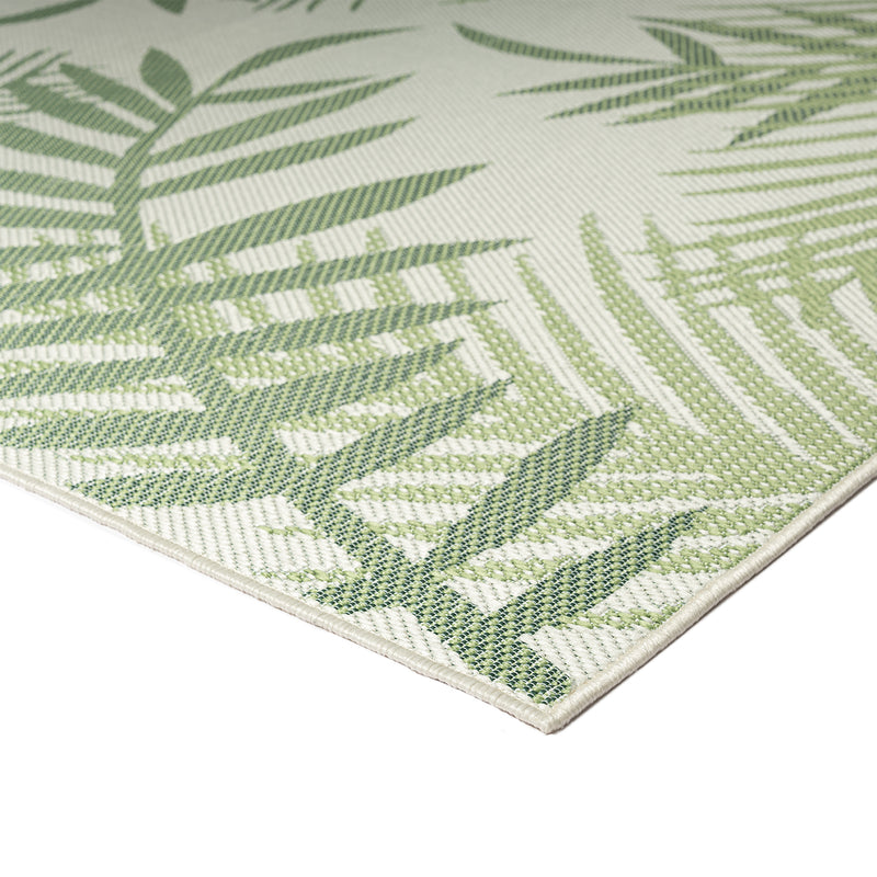 Teppich Flachgewebe für Terrasse Balkon Küche In- und Outdoor Palmenmotiv Grün Schwarz-zoom-